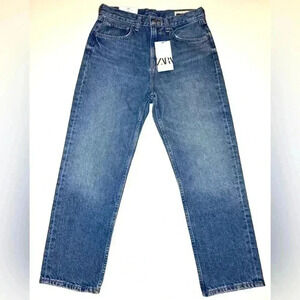 Zara Womens Straight Cropped Mid Waist Jeans Size 6